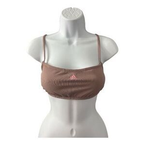 Adidas Iconisea Ribbed Lilac/Pink Bikini Top Size M Medium Support Pull-On